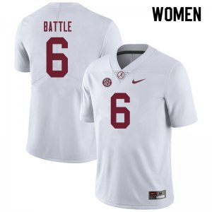 NCAA Women's Alabama Crimson Tide #6 Jordan Battle Stitched College 2019 Nike Authentic White Football Jersey SM17L08ET